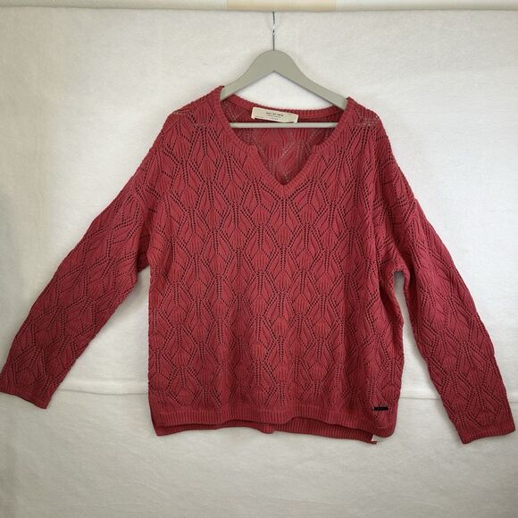 NWT Pink VNeck Sweater Granny Cottage Cozy Core Peace Love World Women’s Sz L - Picture 1 of 12